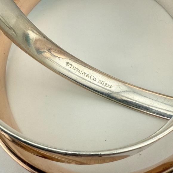 SUPER RARE Tiffany & Co. 1837 Interlocking Rubedo & Silver Bangles Bracelet - Picture 12 of 12